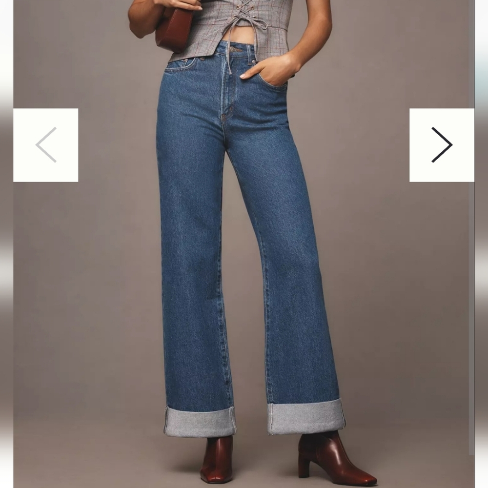 Pilcro By Anthropologie The Austyn High Rise Cuffed Wide Leg Jean